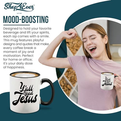 shop4ever Y all Need Jesus Handle Funny | Ceramic Coffee Mug | 11 OZ