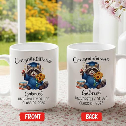 Raccoon Graduate Accent Gift For Son | Customised Coffee Mug | 11 OZ