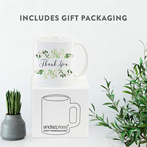 Thank You Gratitude Gift Greenery Leaves | Ceramic Coffee Mug | 11 OZ