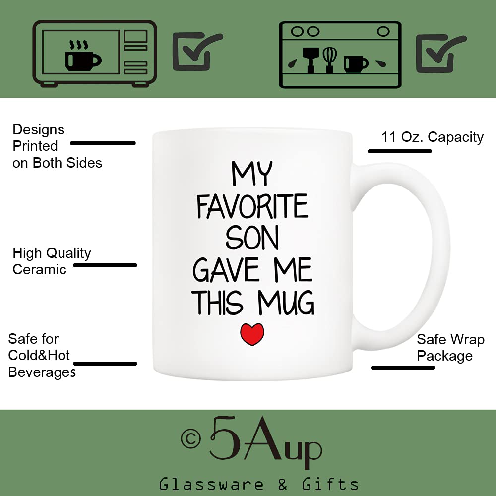 My Favorite Son Gave Me This | Ceramic Coffee Mug | Father's Day Gift | Stylish Printed Design | Tea & Coffee Cup | 11oz