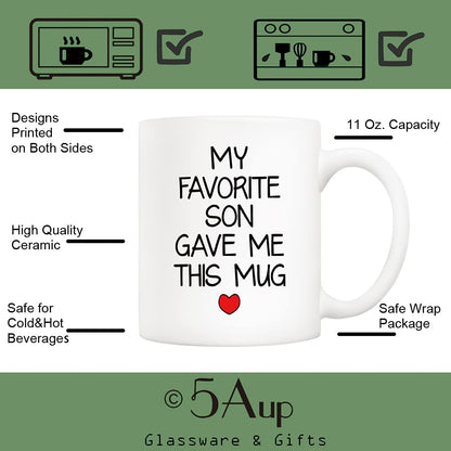 My Favorite Son Gave Me This | Ceramic Coffee Mug | Father's Day Gift | Stylish Printed Design | Tea & Coffee Cup | 11oz