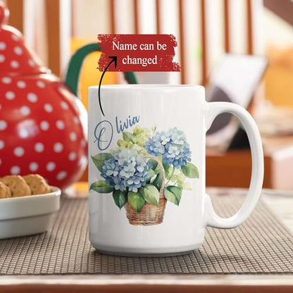 Novelty Customized Hydrangea Travel Custom | Customised Coffee Mug | 11 OZ
