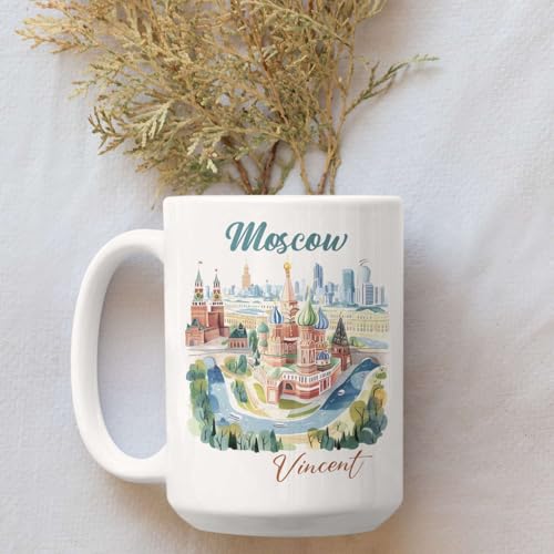 Personalized Moscow With Name Custom Russia | Customised Coffee Mug | 11 OZ