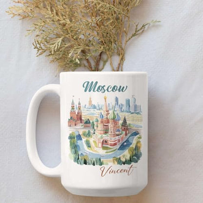 Personalized Moscow With Name Custom Russia | Customised Coffee Mug | 11 OZ