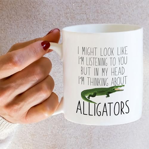 Funny Alligator Lover Thinking About | Ceramic Coffee Mug | 11 OZ