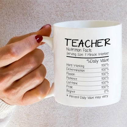 Funny Teacher Nutrition Facts or Holidays | Ceramic Coffee Mug | 11 OZ