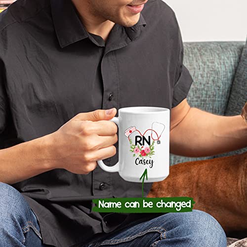 Custom Nurse With Name Present Personalized | Customised Coffee Mug | 11 OZ