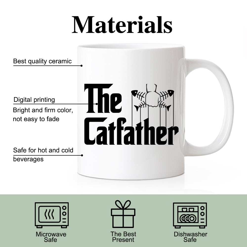 The Catfather Funny | Ceramic Coffee Mug | Father's Day Gift | Stylish Printed Design | Tea & Coffee Cup | 11oz