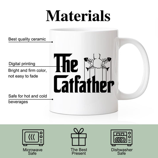 The Catfather Funny | Ceramic Coffee Mug | Father's Day Gift | Stylish Printed Design | Tea & Coffee Cup | 11oz