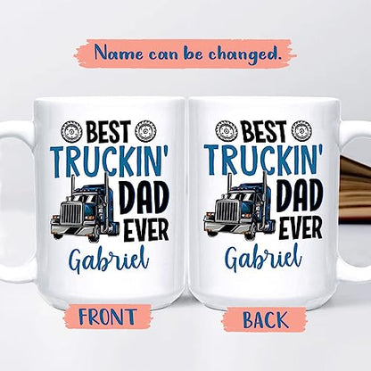 Best Truckin Dad Ever Gifts for Men | Customised Coffee Mug | 11 OZ