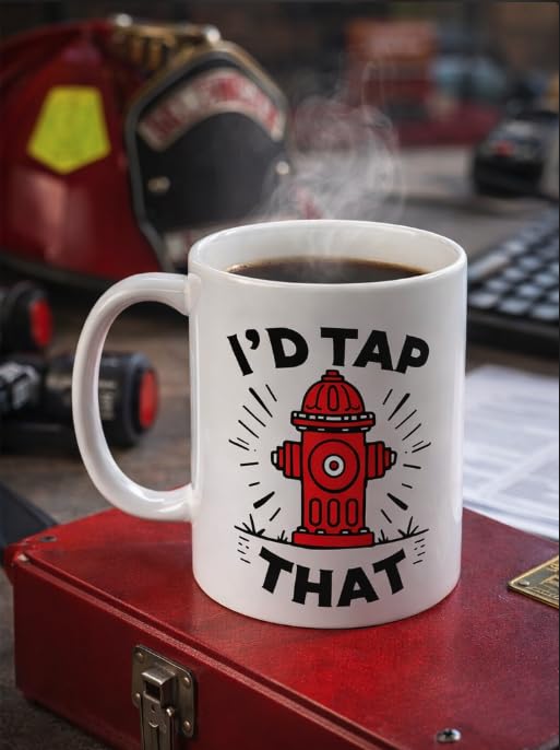I d Tap That Hydrant Funny Firefighter EMS | Ceramic Coffee Mug | 11 OZ