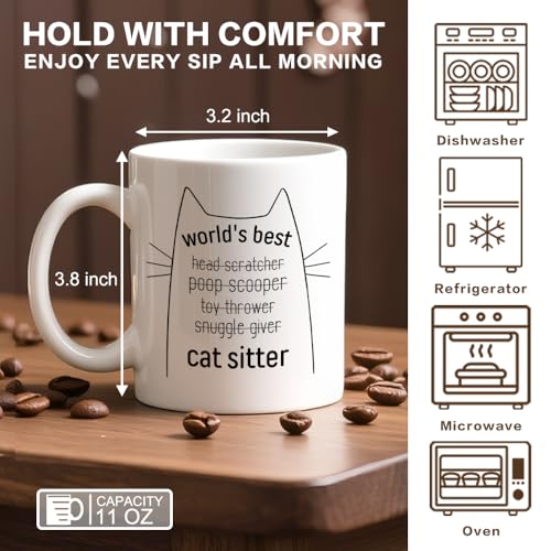 World s Best Cat Sitter Funny Theme for Milk | Ceramic Coffee Mug | 11 OZ