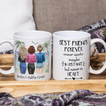 Personalized 3 Best Friends for Women | Customised Coffee Mug | 11 OZ