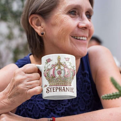 Personalized Floral Crown Gift For | Customised Coffee Mug | 11 OZ