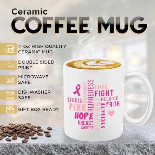 Veracco Breast Cancer Awareness Ribbon | Ceramic Coffee Mug | 11 OZ