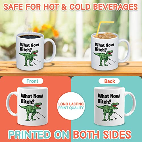Dinosaur What Now Funny Sarcasm Dino Trex with | Ceramic Coffee Mug | 11 OZ