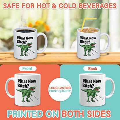 Dinosaur What Now Funny Sarcasm Dino Trex with | Ceramic Coffee Mug | 11 OZ