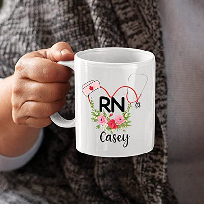 Custom Nurse With Name Present Personalized | Customised Coffee Mug | 11 OZ