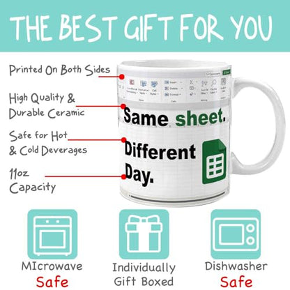 Same Sheet Different Day Accountant Gifts | Ceramic Coffee Mug | 11 OZ