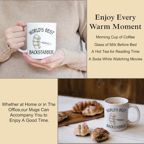 DYJYBMY World S Best Backstabber Funny | Ceramic Coffee Mug | 11 OZ
