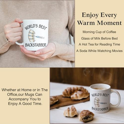 DYJYBMY World S Best Backstabber Funny | Ceramic Coffee Mug | 11 OZ