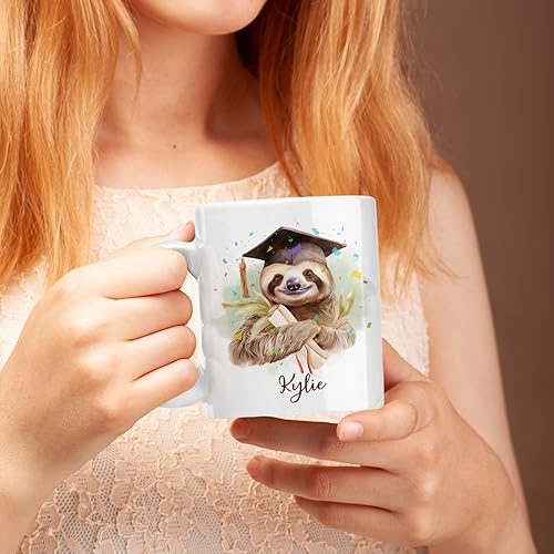 Personalized Sloth Graduation Custom Name | Customised Coffee Mug | 11 OZ