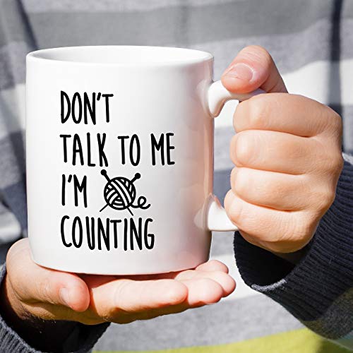 Funny Don t Talk To Me I m Counting Knit | Ceramic Coffee Mug | 11 OZ