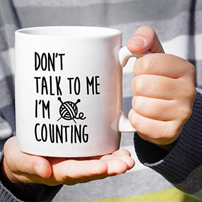 Funny Don t Talk To Me I m Counting Knit | Ceramic Coffee Mug | 11 OZ