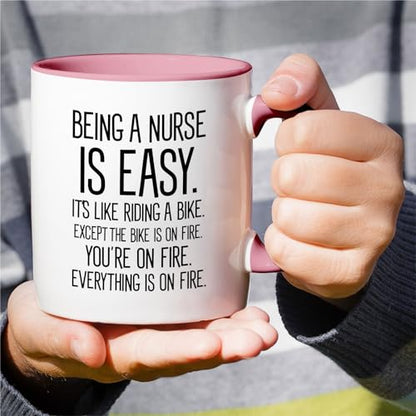 Funny Being a Nurse is Easy Sarcasm Funny | Ceramic Coffee Mug | 11 OZ