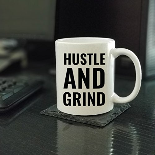Motivational Gift Hustle and Grind 1-Pack | Ceramic Coffee Mug | 11 OZ