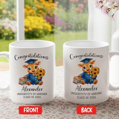 Personalized Name Giraffe Grad Accent | Customised Coffee Mug | 11 OZ