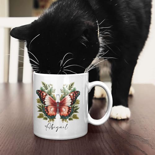 Customized With Vintage Butterfly | Customised Coffee Mug | 11 OZ
