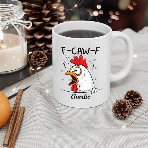 Custom Caw-F Rooster 11 Crazy Sarcastic | Customised Coffee Mug | 11 OZ