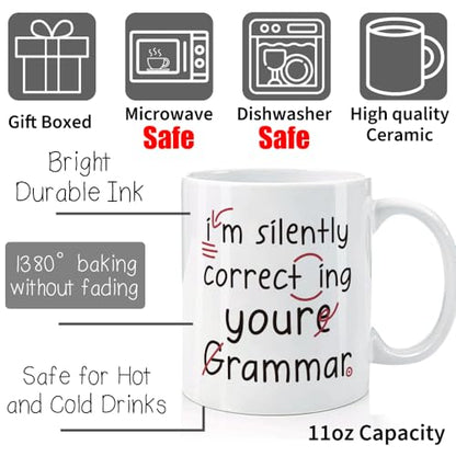 Funny Gift for English Teacher Birthday | Ceramic Coffee Mug | 11 OZ