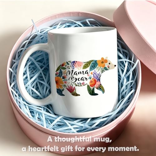 Floral Mama Bear Funny Mom Mother s Day | Ceramic Coffee Mug | 11 OZ