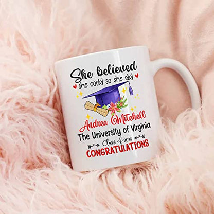 She Believed Could So Did Congratulations | Customised Coffee Mug | 11 OZ