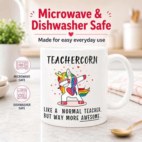 Teachercorn Unicorn Teacher Gifts Funny | Ceramic Coffee Mug | 11 OZ