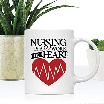 Nurse Gift Nursing Is A Work Of Heart 1-Pack | Ceramic Coffee Mug | 11 OZ