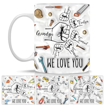 Custom Grandpa with Names Personalized Fist | Customised Coffee Mug | 11 OZ
