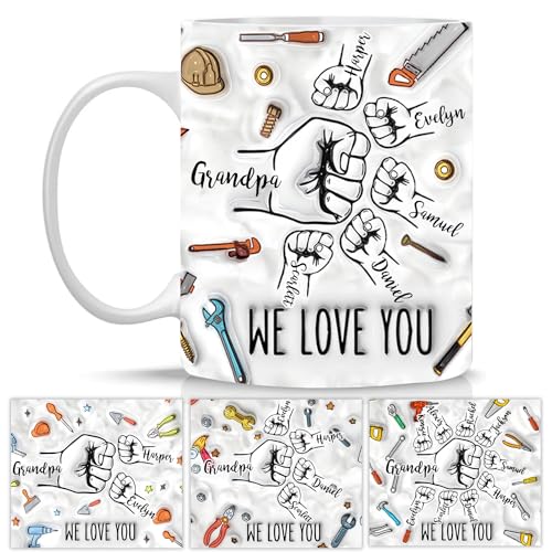 Custom Grandpa with Names Personalized Fist | Customised Coffee Mug | 11 OZ
