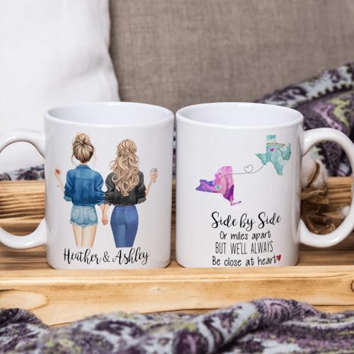 Custom Long Distance Friendship Side by or | Customised Coffee Mug | 11 OZ