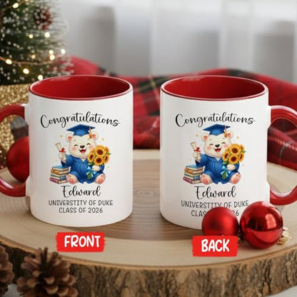 Graduation Polar Bear Accent Personalized | Customised Coffee Mug | 11 OZ