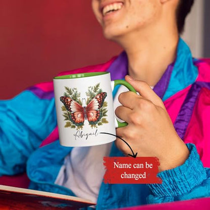 Customized With Vintage Butterfly | Customised Coffee Mug | 11 OZ