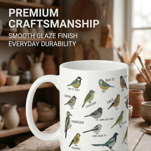 Novelty Types of Birds Animal Cute Funny | Ceramic Coffee Mug | 11 OZ
