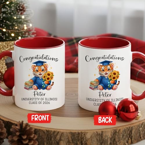 Tiger Graduation Accent Personalized Name | Customised Coffee Mug | 11 OZ
