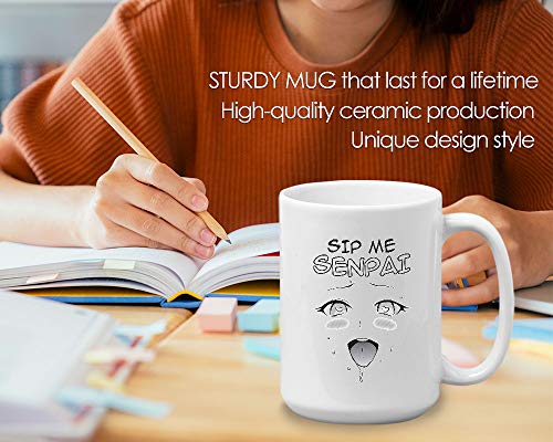 Anime Sip Me Senpai Haentai Weaboo Animation | Ceramic Coffee Mug | 11 OZ