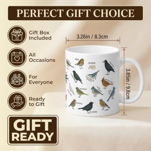 Novelty Types of Birds Animal Cute Funny | Ceramic Coffee Mug | 11 OZ