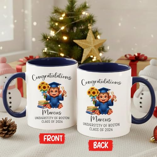Monkey Graduation Personalized | Customised Coffee Mug | 11 OZ