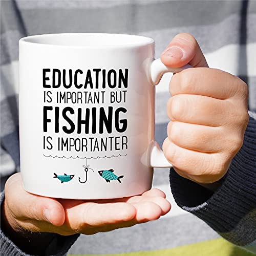 Funny Education is Important Fishing | Ceramic Coffee Mug | 11 OZ