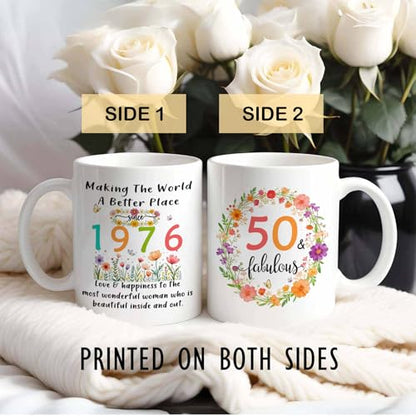 50th Birthday Gifts for Women Born in 1976-50 | Ceramic Coffee Mug | 11 OZ
